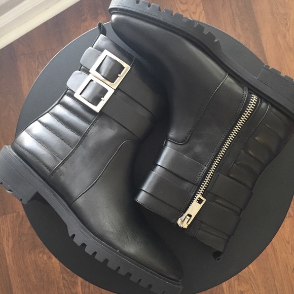 black ankle biker boots uk